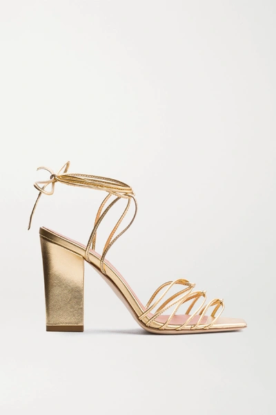 Shop Aeyde Daisy Leather Sandals In Gold