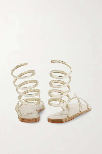 Ancient Greek Sandals Neutral Ofis Ankle Wrap Leather Sandals In Gold