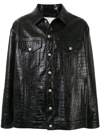 Shop Alyx Crocodile-effect Embossed Leather Jacket In Black