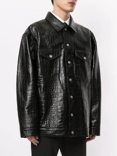 Shop Alyx Crocodile-effect Embossed Leather Jacket In Black