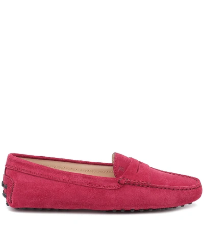 Tod's Gommino Suede Loafers In Pink