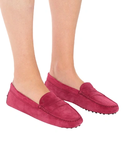 Tod's Gommino Suede Loafers In Pink