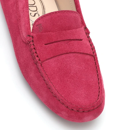 Tod's Gommino Suede Loafers In Pink