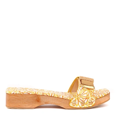 Shop Jacquemus Les Tatens Floral Print Sandals In Orange