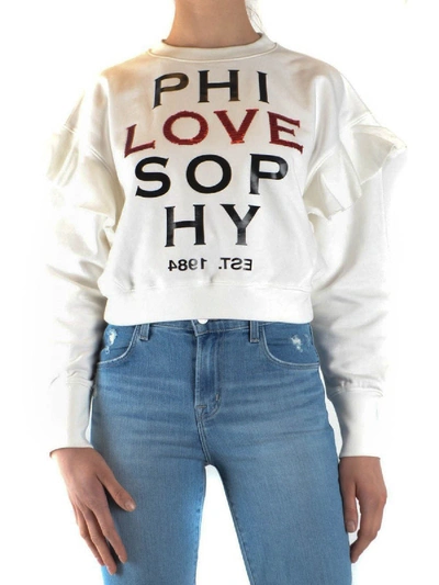 Shop Philosophy Di Lorenzo Serafini Phi-love-sophy Ruffle Sweatshirt In Whi In White
