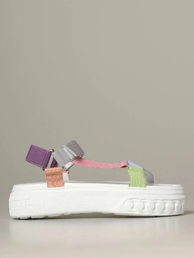 Shop Casadei Multicolor Sandal With Sneakers Sole In White