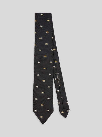 Shop Etro Pegaso Jacquard Tie In Black