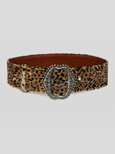 Shop Etro Animal Print Velvet Belt In Beige