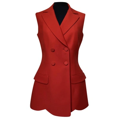 Pre-owned Dior Wool Cardi Coat In Red