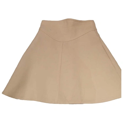 Pre-owned Carven Wool Mini Skirt In Beige