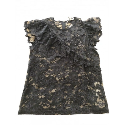 Pre-owned Ganni Navy Lace  Top