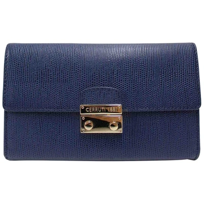 Pre-owned Cerruti 1881 Leather Clutch Bag In Blue