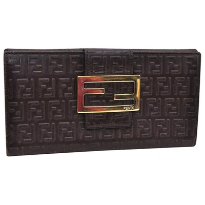 Pre-owned Fendi Brown Leather Wallet