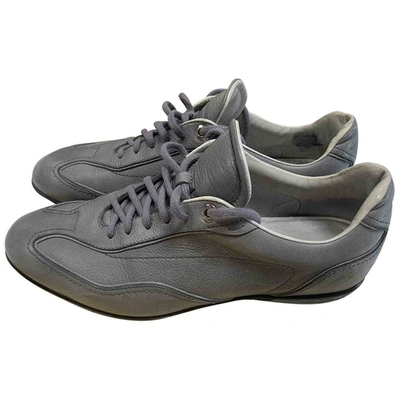 Pre-owned Santoni Grey Leather Trainers