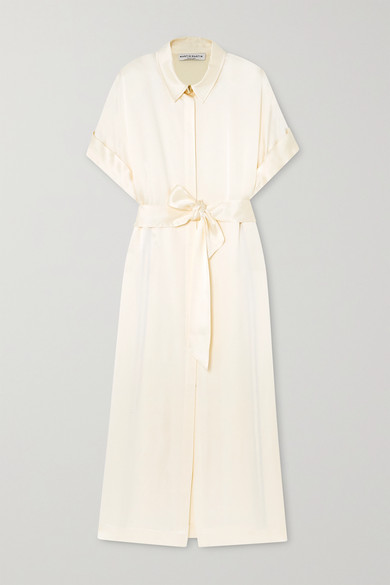 satin maxi shirt dress