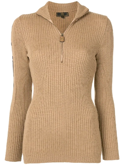 Pre-owned Fendi 1990s Ff Sleeve Knitted Top In Brown