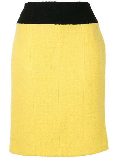 Pre-owned Chanel Bi-colour Pencil Skirt In Yellow