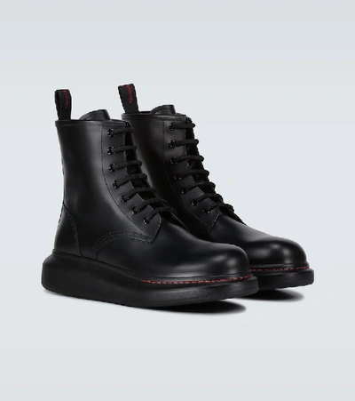 Shop Alexander Mcqueen Hybrid Lace-up Boots In Black