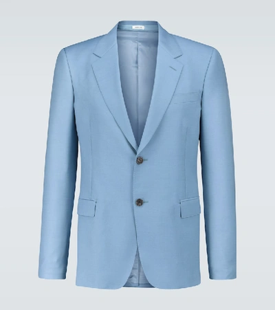 Shop Alexander Mcqueen Wool And Mohair-blend Blazer In Blue