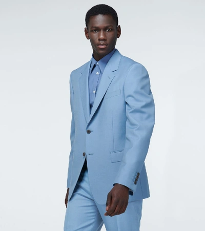 Shop Alexander Mcqueen Wool And Mohair-blend Blazer In Blue