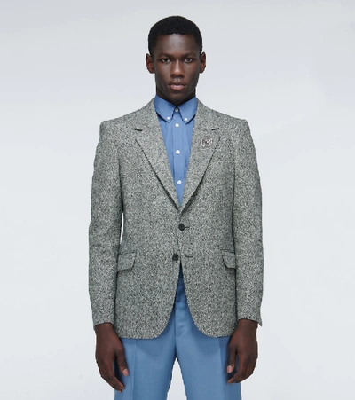 Shop Alexander Mcqueen Salt And Pepper Tweed Blazer In Grey