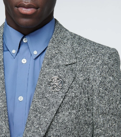 Shop Alexander Mcqueen Salt And Pepper Tweed Blazer In Grey