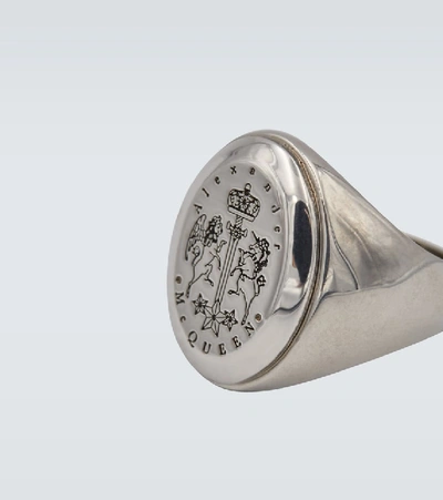 Shop Alexander Mcqueen Metal Signet Ring In Silver