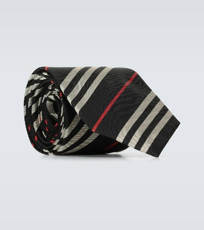 Shop Burberry Monston Striped Silk Tie In Black