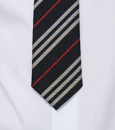 Shop Burberry Monston Striped Silk Tie In Black