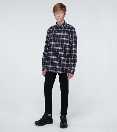 Shop Burberry Simpson Checked Shirt In Blue