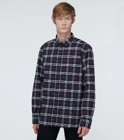 Shop Burberry Simpson Checked Shirt In Blue