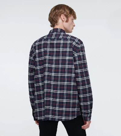 Shop Burberry Simpson Checked Shirt In Blue