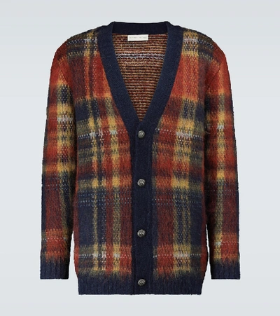 Shop Etro Wool And Mohair-blend Cardigan In Blue
