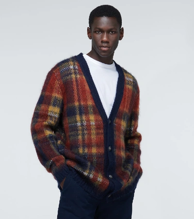 Shop Etro Wool And Mohair-blend Cardigan In Blue