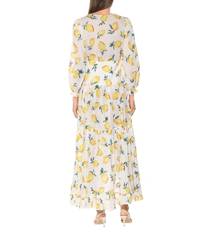 Shop Alexandra Miro Maria Printed Cotton Maxi Dress In Yellow