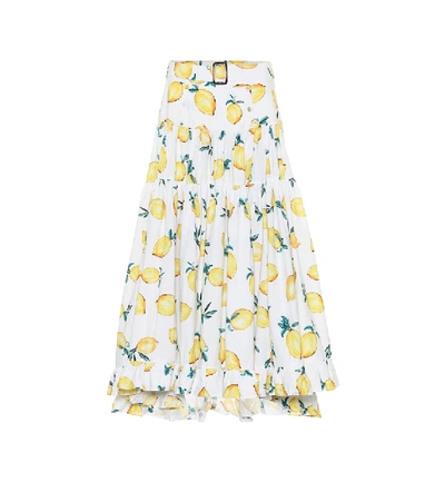 Shop Alexandra Miro Penelope Printed Cotton Maxi Skirt In Yellow