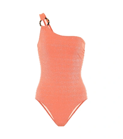 Shop Solid & Striped The Juliana One-shoulder Swimsuit In Orange