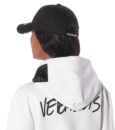 Shop Vetements Logo Cotton Baseball Cap In Black