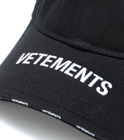 Shop Vetements Logo Cotton Baseball Cap In Black