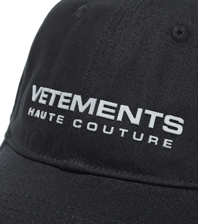 Shop Vetements Logo Cotton Baseball Cap In Black