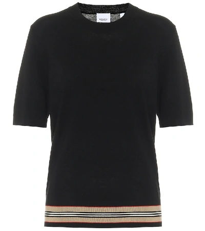 Shop Burberry Icon Stripe Merino Wool Sweater In Black
