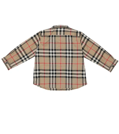 Shop Burberry Baby Checked Cotton Shirt In Beige
