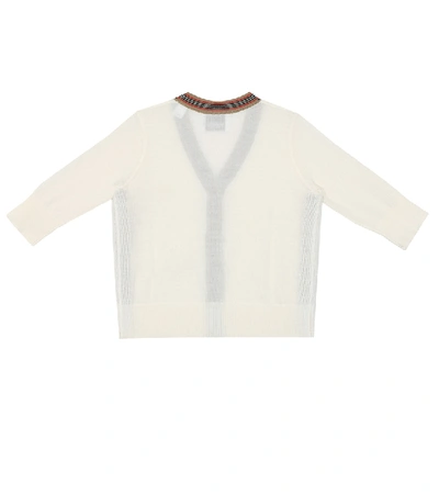 Shop Burberry Baby Merino-wool Cardigan In White