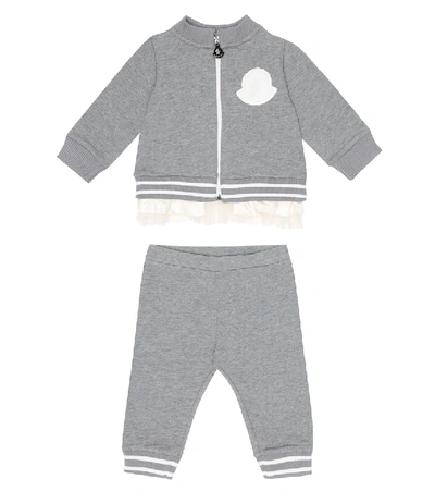 Shop Moncler Baby Sweatshirt And Trackpants Set In Grey