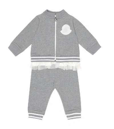 Shop Moncler Baby Sweatshirt And Trackpants Set In Grey