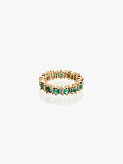 Shop Suzanne Kalan 18k Yellow Gold Emerald Diamond Ring In Yellow Gold/green