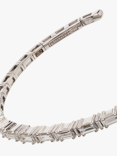 Shop Suzanne Kalan 18kt White Gold Baguette-cut Diamond Bangles In Metallic