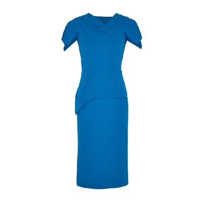 Shop Roland Mouret Vernon Blue Wool-crepe Midi Dress