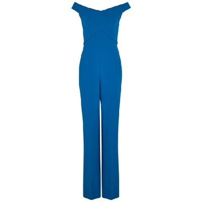 Shop Roland Mouret Harran Blue Wool-crepe Jumpsuit