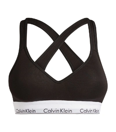 Shop Calvin Klein Padded Logo Bralette In Black